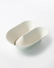 Angle view of 3D printed U Bowl texture in white eggshell